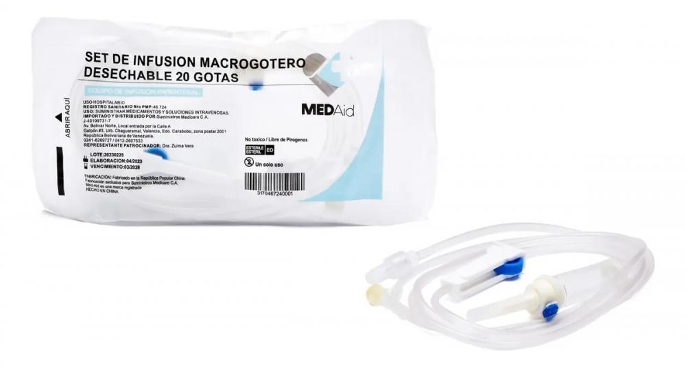 SET DE INFUSION MACROGOTERO 20 GOTAS 1.8MTS MEDAID
