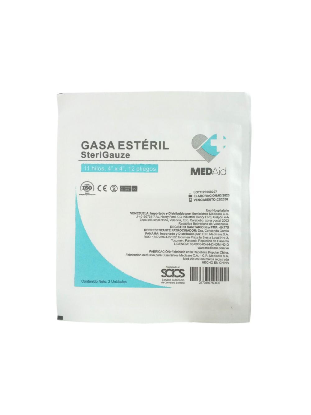 GASA ESTERIL 4 X 4 C/U X 50 SOBRES MEDAID