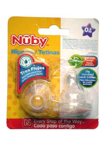 NUBY 2 TETINA P/BIBERON NIPPLES TRES FLUJOS