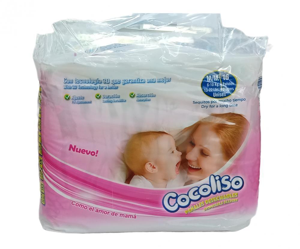 COCOLISO PAÑALES 16 PZAS DES T M/M 6-10 KG X 10 ROSADO