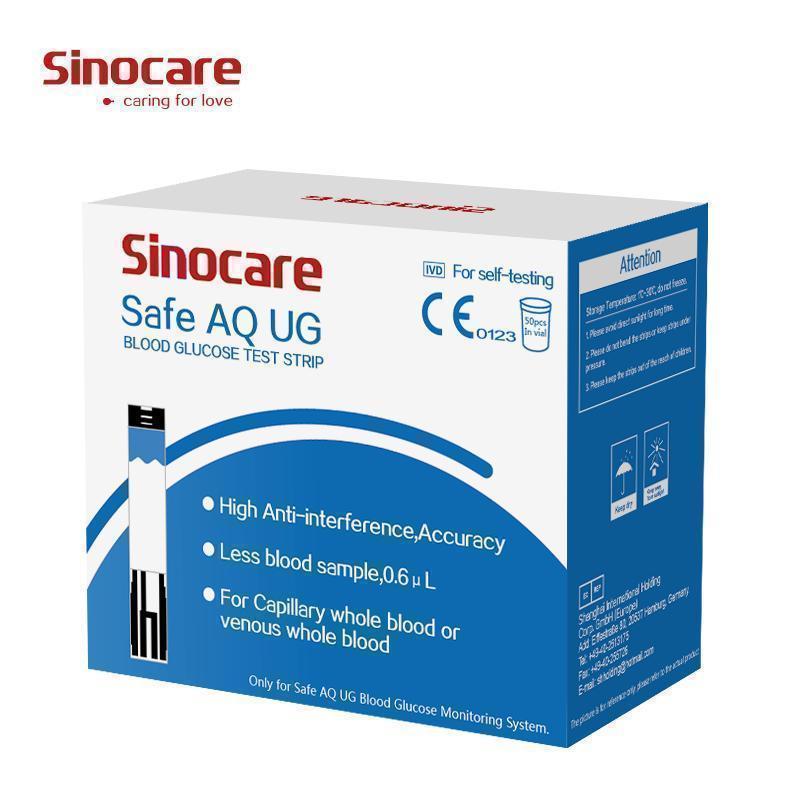 TIRAS SINOCARE MODELO SAFE AQ/UG GLUCOSA 50 TIRAS 50 LANCETAS