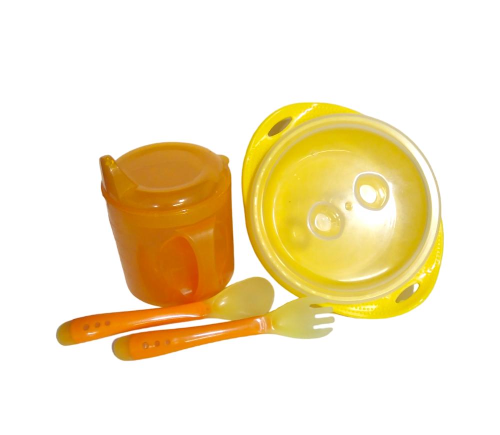 SET PARA BEBE TAZA TENEDOR CUCHARILLA + VASO CON ASA