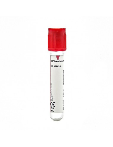 TUBO AL VACIO PARA EXTRACCION SANGRE TAPON ROJO 5 ML
