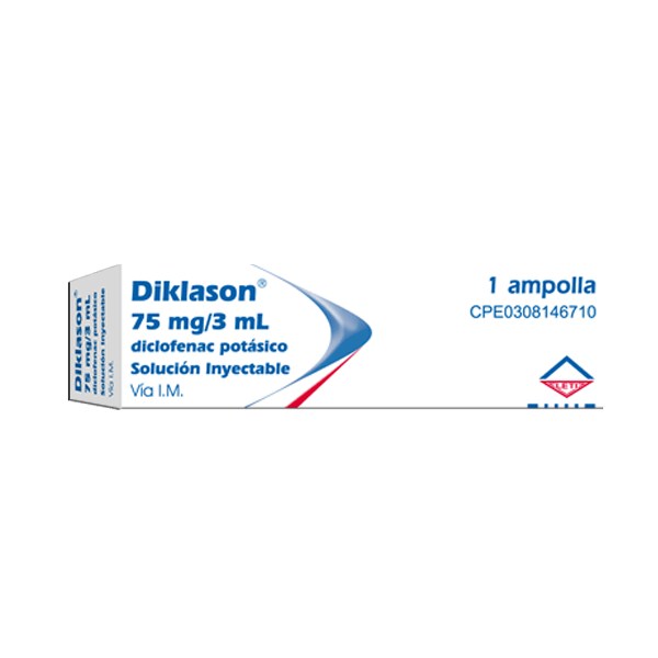 DIKLASON DICLOFENAC POTASICO 75 MG/3 ML X 1 AMP