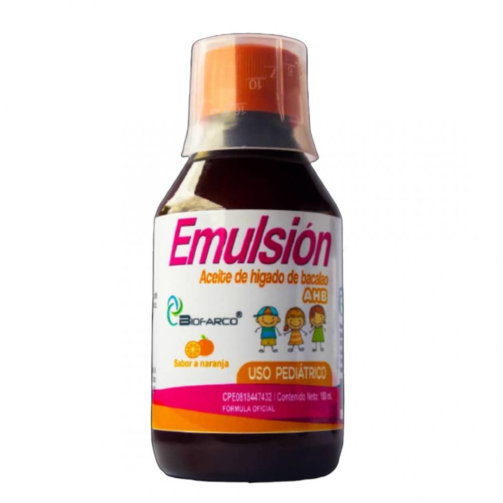 EMULSION ACEITE HIGADO DE BACALAO (AHB) SOL ORAL S/NARANJA PED 180ML BIOFARCO