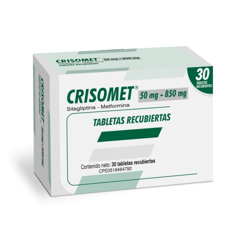 CRISOMET SITAGLIPTINA 50MG METFORMINA 850MG X 30 TAB (CANFIR/ GLUCOFAGE)