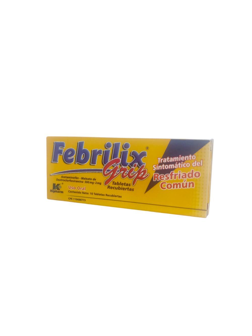 FEBRILIX GRIP ACETAMINOFEN DEXTROCLORFENIRAMINA 500-2MG X 10 TAB REC