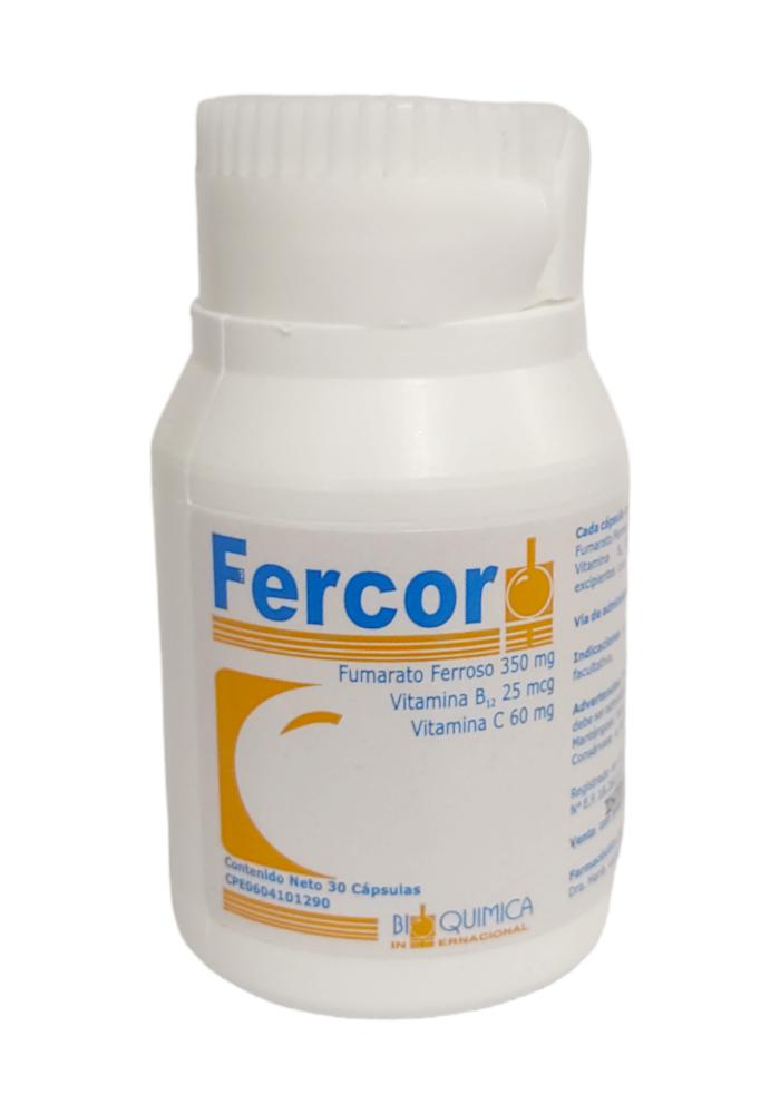 FERCOR FUMARATO FERROSO VIT B12 VIT C 350MG-25MCG-60MG X 30 CAP (HEPAFOL/FOLIFER/HIERRO)