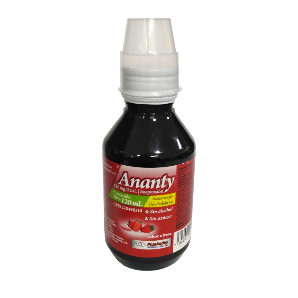ANANTY ACETAMINOFEN 120MG/5ML PED 120ML SAB FRESA PLUSANDEX