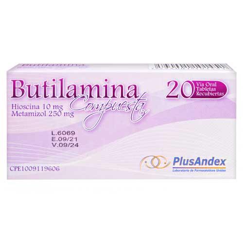 BUTILAMINA COMPUESTO (HIOSCINA 10MG/METAMIZOL 250MG) X 20 TAB REC (BUSCAPINA COMP)
