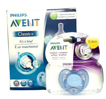 SET BIBERON 9 OZ CLASSIC + CHUPON AVENT AZUL SCD78319