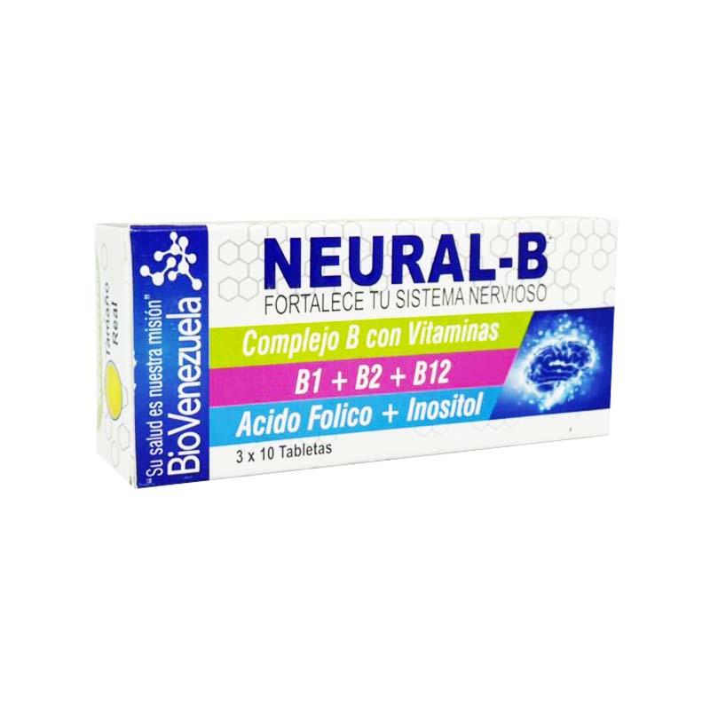NEURAL-B COMPLEJO B VIT B1 B6 B12 ACIDO FOLICO INOSITOL X 30 TAB BIO VENEZUELA