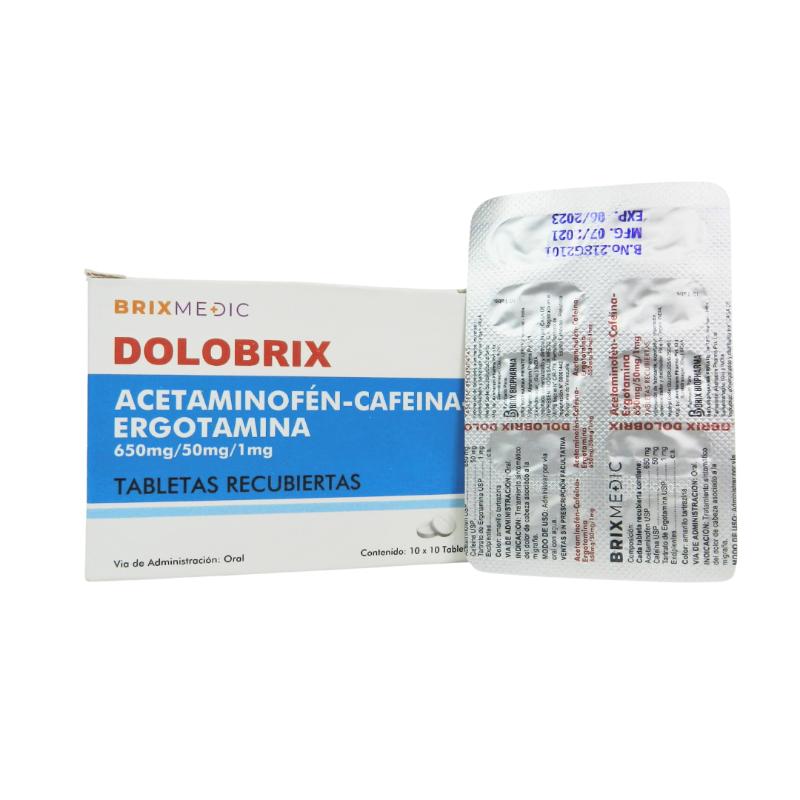BLIST DOLOBRIX ACETAMINOFEN CAFEINA ERGOTAMINA 650MG/50MG/1MG 10 TAB (DOL)
