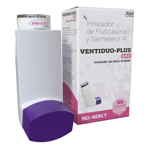 VENTIDUO PLUS FLUTICASONA 250MCG - SALMETEROL 25 MCG INHALADOR 120 DOSIS (SALBUTAMOL)